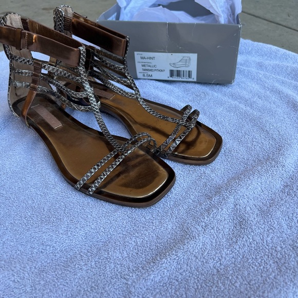 New BCBGMaxazria Hint Metallic Gladiator Sandals - Picture 3 of 13